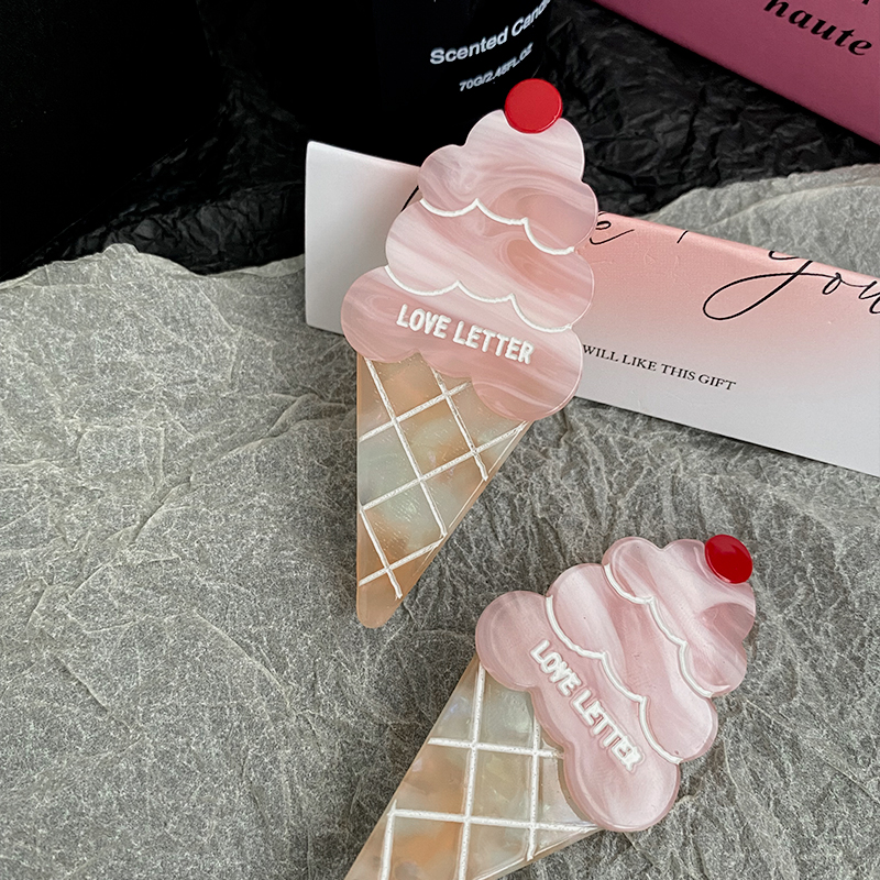 刘海夹醋酸甜美日系冰淇淋边夹