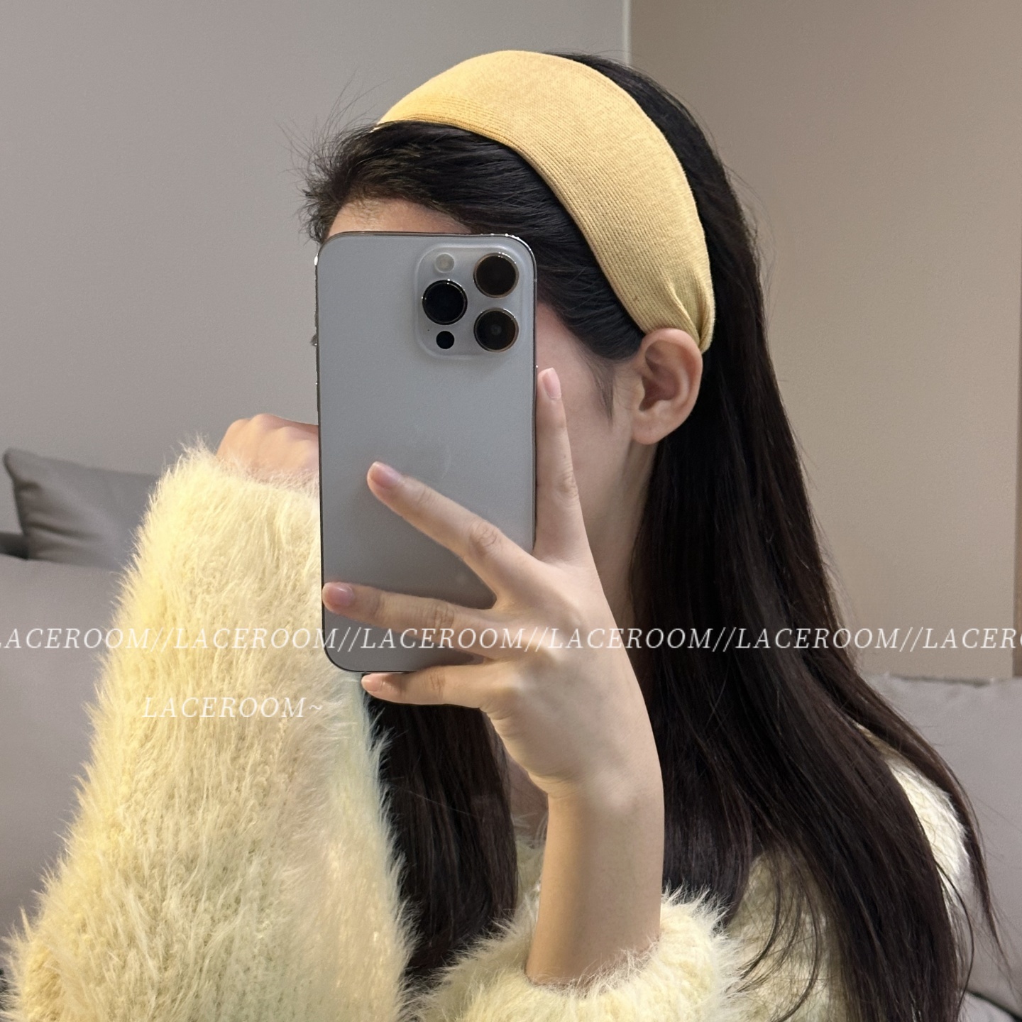 时髦博主！韩系纯色针织宽边发箍女新款高级感压发卡外出百搭头饰