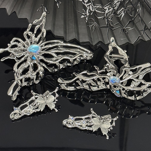 鲨鱼夹金属y2k镂空蝴蝶抓夹边夹