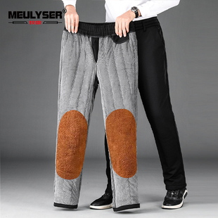 东北防寒保暖老人易穿脱 男外穿羊羔绒直筒大码 冬季 中老年加绒棉裤