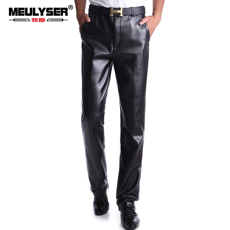 Leather pants Autumn and winter Straight man Leather pants PU Middle and old age Paige keep warm waterproof Leisure trousersin the Men's clothing, Lederhosen  category - from Buy2taobao.com to provide professional Taobao agent buy service
