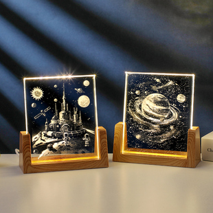 水晶相框照片定制发光小夜灯生日礼物送女生闺蜜女友高级感情人节