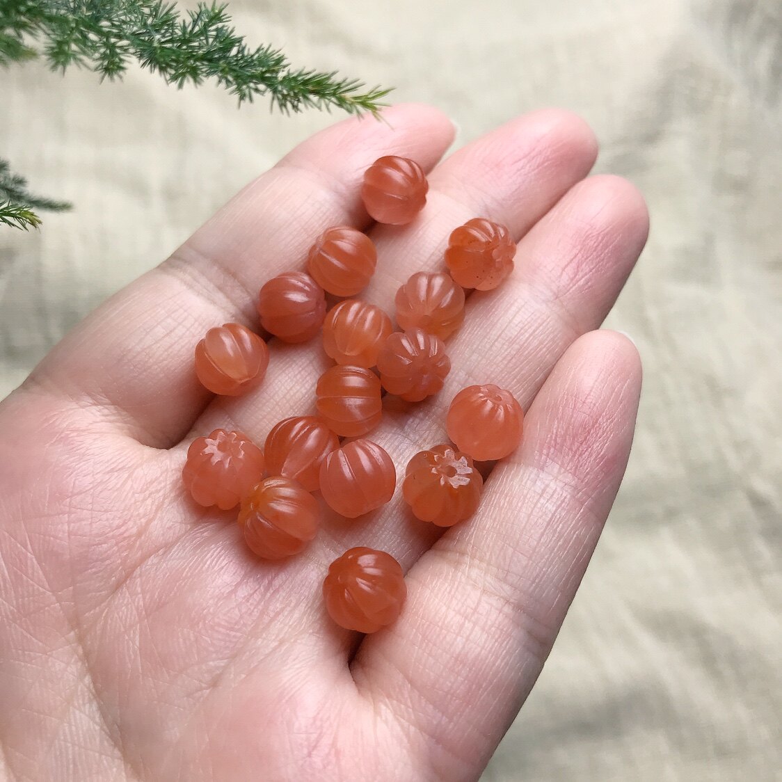 馍馍原创 手工珠宝 天然保山料南红玛瑙南瓜单珠配饰