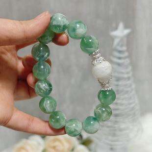 天然羽毛萤石雪花幽灵显白手串时尚气质小清新薄荷曼波绿小众手链