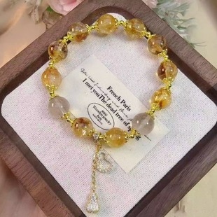 天然黄水晶手串黄塔晶金发晶手链招财聚财转运送朋友送闺蜜礼物