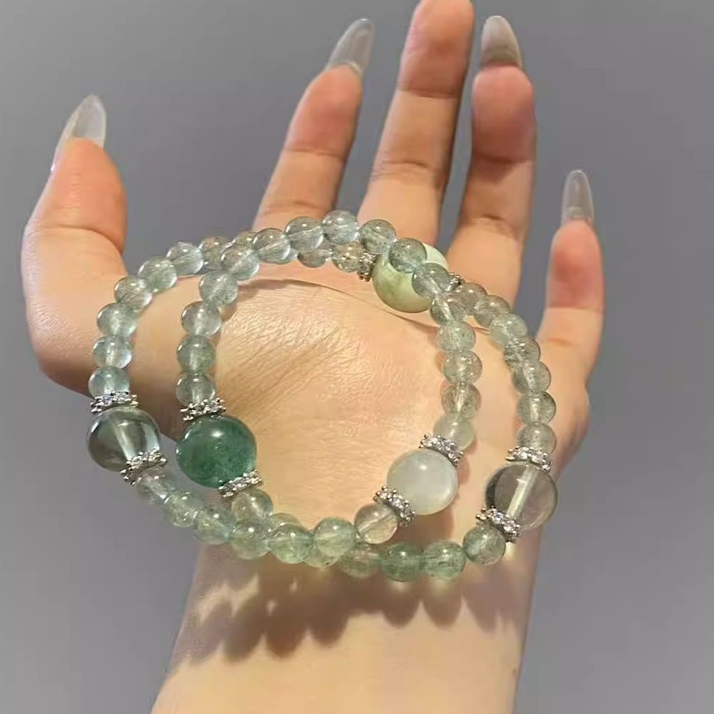 【木系多宝双圈】时尚绿色系水晶手串绿草莓晶绿萤石小众显白手链,饰品/流行首饰/时尚饰品新,手饰/手串,淘宝优惠券,粉丝福利购,淘宝优惠卷