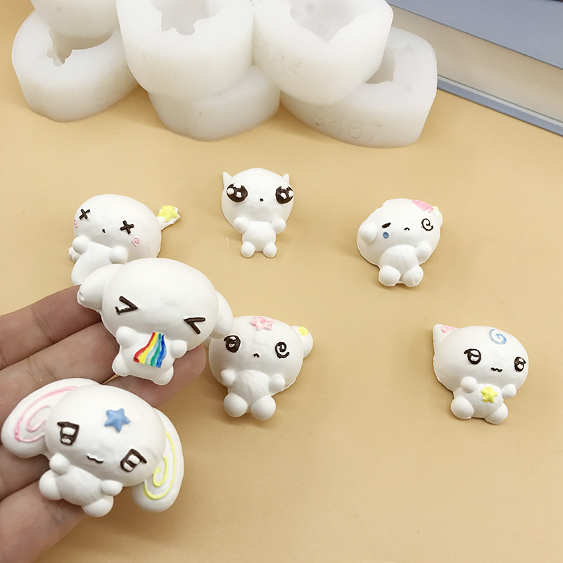 小鼻嘎捏捏模具外星萌物diy巧克力翻糖石膏摆件耐高温硅胶模具