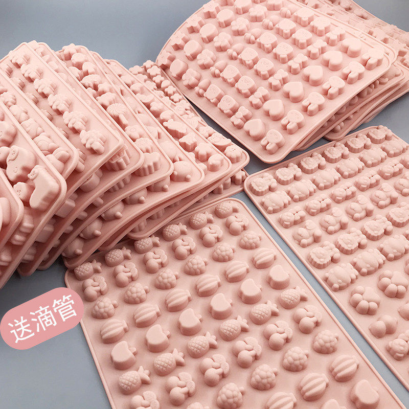 卡通动物彩虹软糖模具QQ糖巧克力水果硬糖布丁硅胶模具食玩点心模