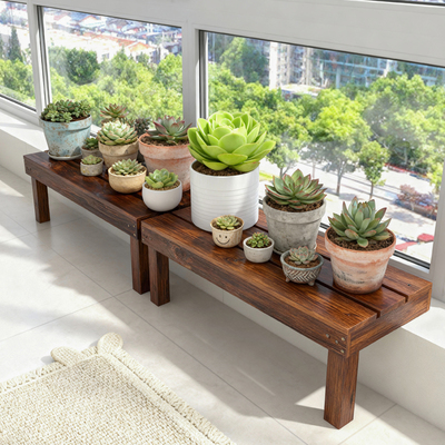 实木阳台台沿花架置物架落地式不占地花盆加宽扩展窗台延伸架专用