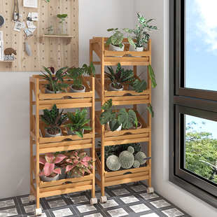 阳台多层花架子客厅实木植物架水果店蔬菜货架超市果蔬多层展示柜