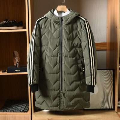 连帽户外中长款灰鸭绒羽绒服