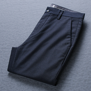 新品 男2021秋季 时尚 后袋中腰微弹直筒修身 简约经典 休闲裤 净色长裤