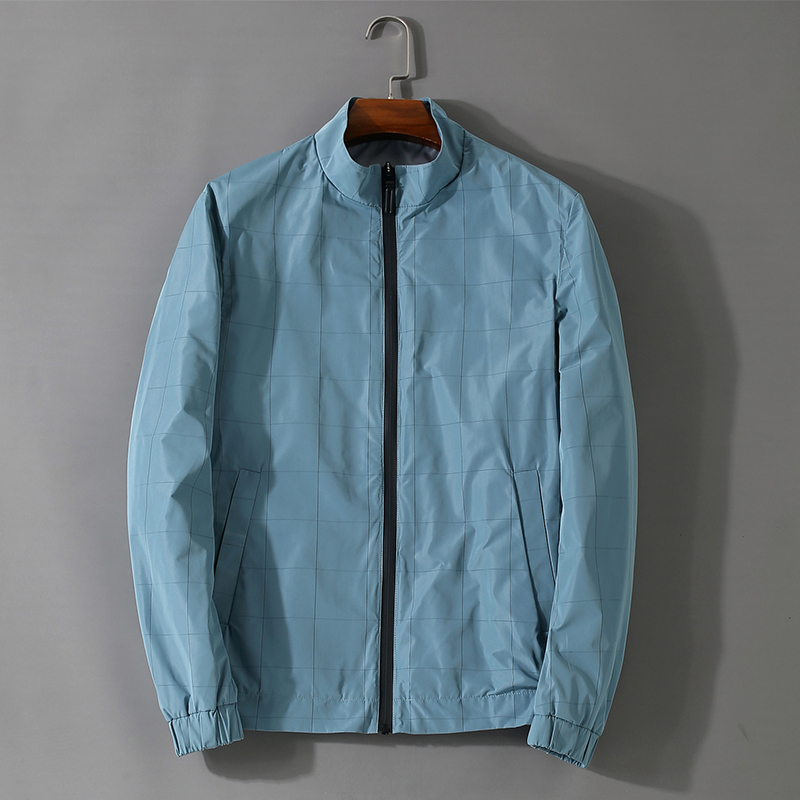 品牌男装换标秋季立领时尚蓝商务休闲青年夹克外套成熟稳重大气