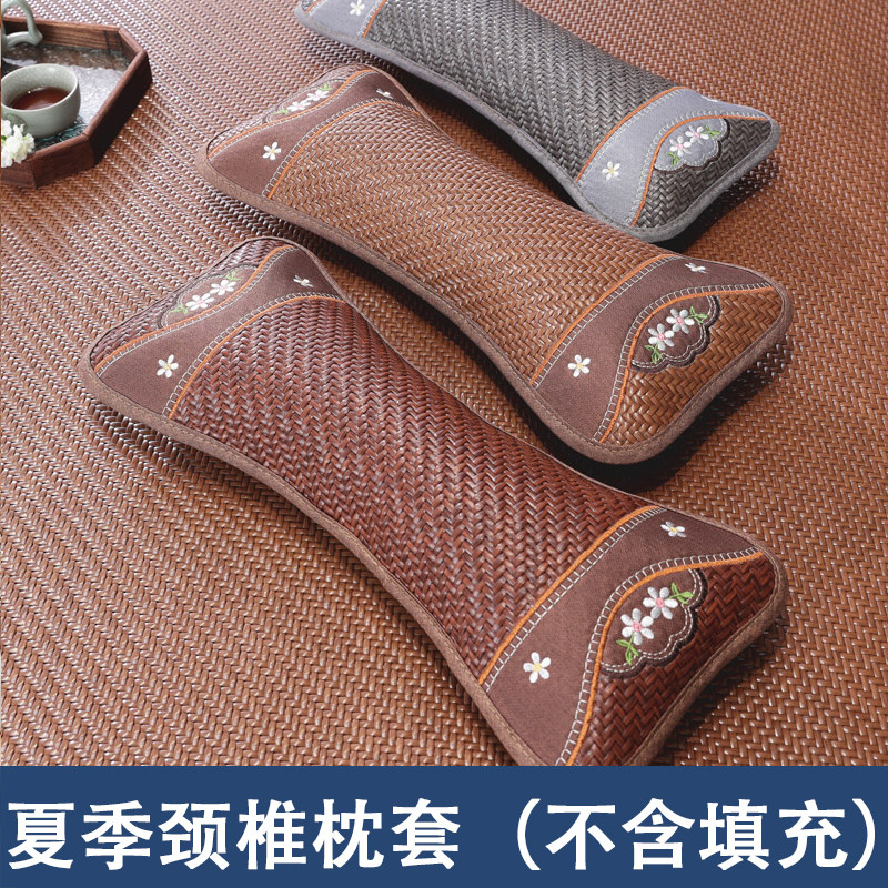 枕套夏季凉席全荞麦壳枕头套夏天冰藤枕芯成人睡觉专用竹枕硬凉枕图片