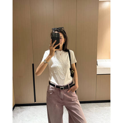 韩版钉珠字母圆领短袖女2026夏季新款胖MM柔软百搭弹力打底T恤女