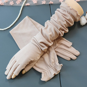 夏季防晒手套女薄款棉开车骑行防滑防紫外线加长采茶护臂袖套春