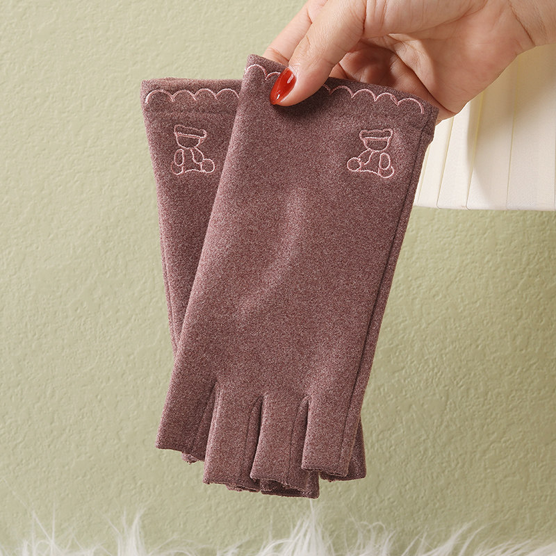 半指手套女冬绒保暖露指半截触屏骑车开车可爱学生弹力打字薄款秋,服饰配件/皮带/帽子/围巾,手套,淘宝优惠券,粉丝福利购,淘宝优惠卷