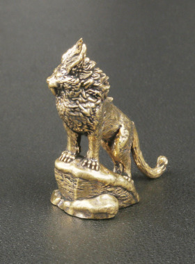 黄铜剑齿狼桌面摆件远古猛兽铜雕工艺品茶宠家居摆饰复古文玩收藏