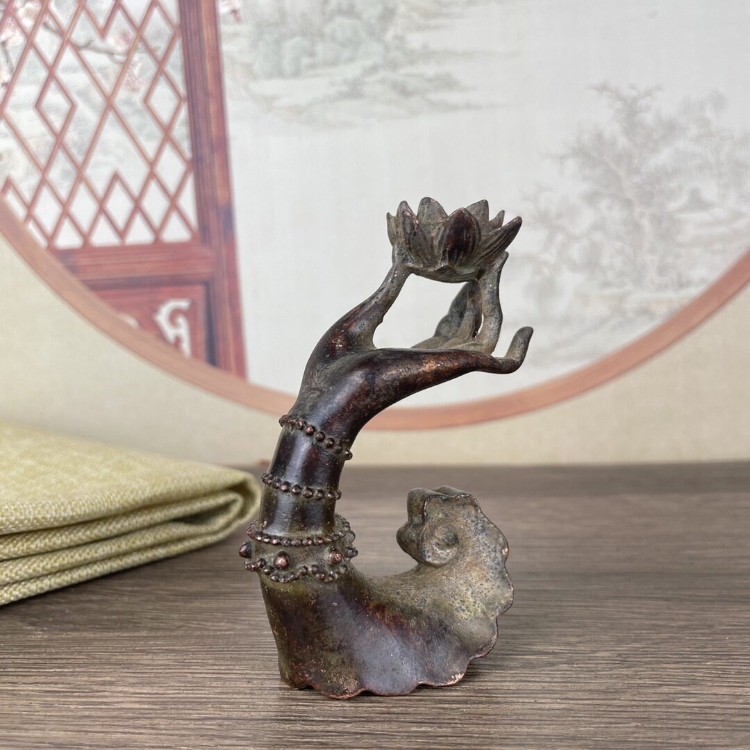 佛手莲花倒流香古典中式风香插摆件家居装饰复古仿古香托