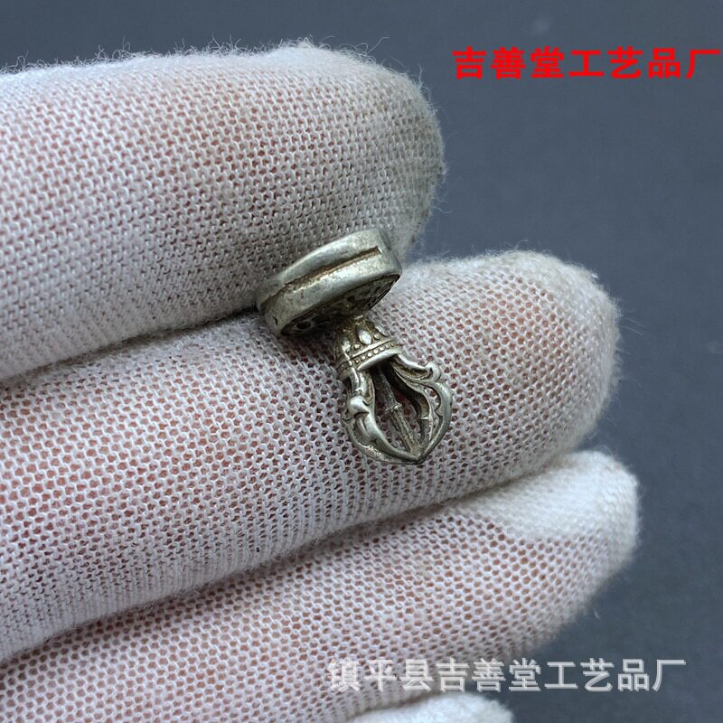 藏式白铜文玩配饰挂件吊坠手串佛珠项链配珠装饰铜散珠卡子背云