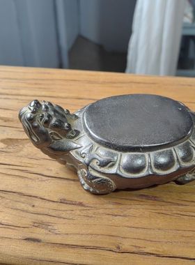 清仓雕刻福龟壶承杯托仿古做旧古典摆件龙之九子-霸下长16*9.5*5