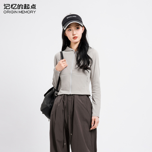 百搭连帽短款 记忆 新款 起点针织衫 辣妹外套68AX32119 女2024夏季