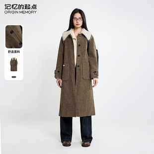 呢子外套潮68AD78513 记忆 起点双面呢大衣女2024冬季 新款 中长款