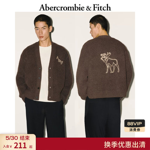 AF经典大麋鹿图案美式绒感针织衫毛衣上衣25秋冬男装120-5180