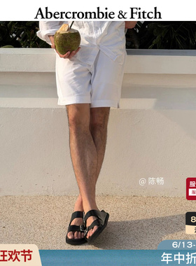 AF美式舒适休闲白色棉麻混纺五分裤短裤26夏男装128-6178