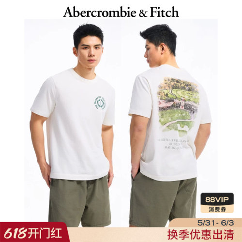 AF美式复古经典时尚图案棉质短袖T恤上衣25夏季男装123-5050