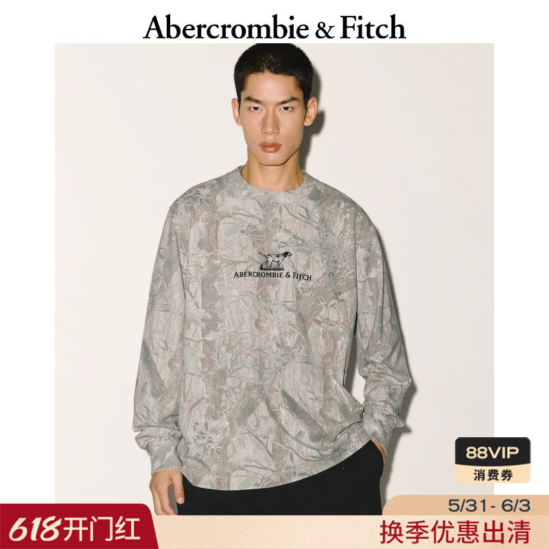 【棉质T恤】AF美式舒适创意图案LOGO打底长袖T恤25秋男装123-5260