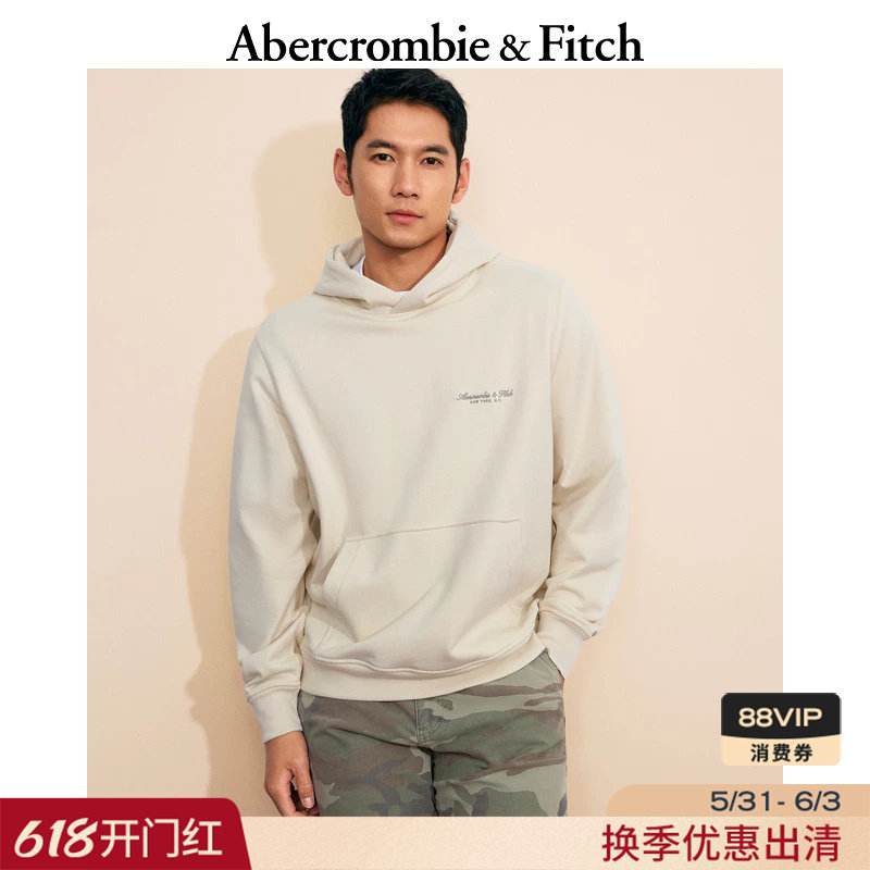AF美式舒适经典LOGO毛圈布长袖套头连帽卫衣25春季男装122-5261