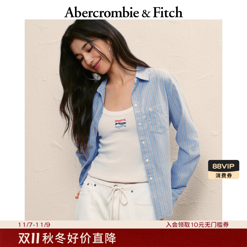 【美式经典】AF小麋鹿图案女装25秋新款牛津长袖衬衫140-5247