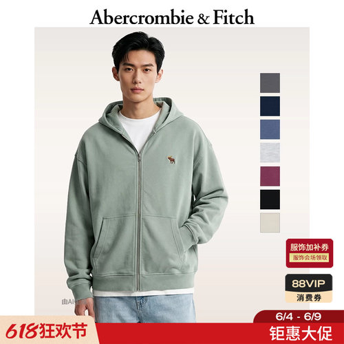 AF美式小麋鹿图案连帽卫衣男装