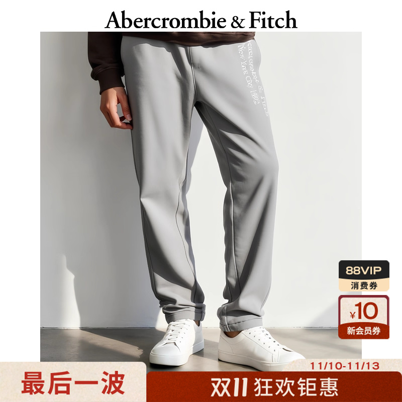 AF经典小麋鹿图案男装25秋美式LOGO抓绒松紧腰运动卫裤176-4040