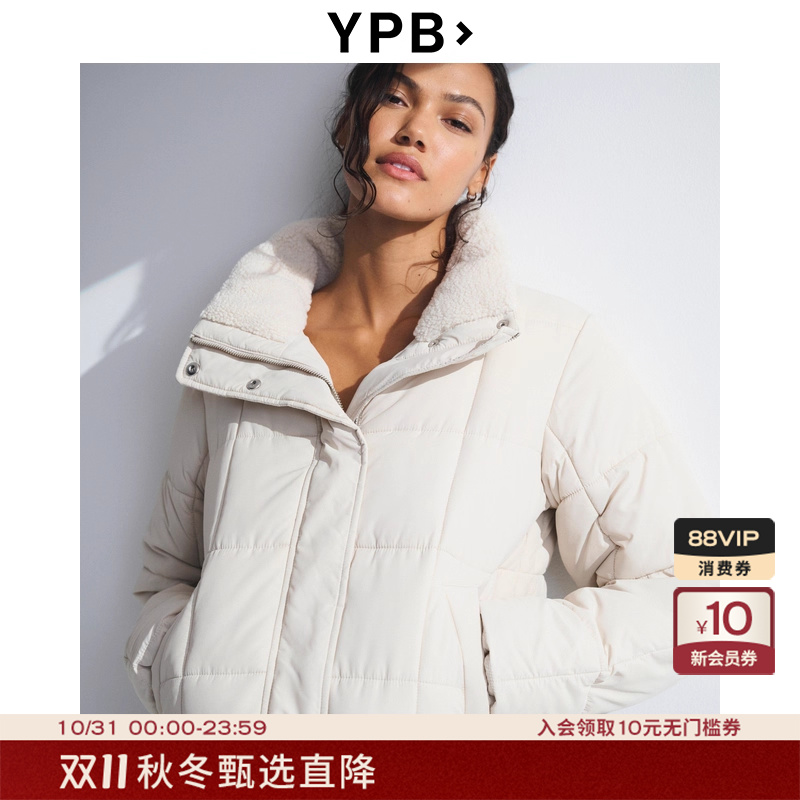AF旗下YPB女装25秋冬新款美式立领仿羊羔绒保暖棉服外套106-5246