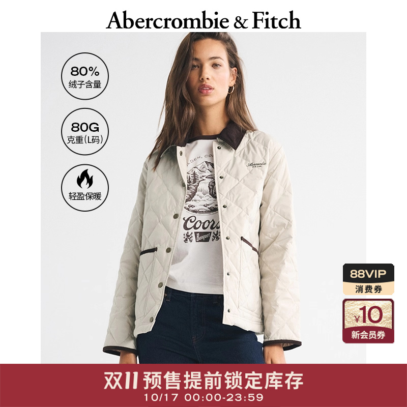【双11预售】AF女装25秋冬巴恩风LOGO灯芯绒翻领羽绒服144-5243