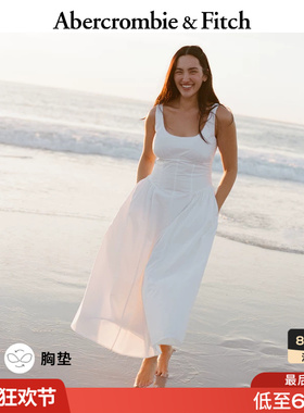 AF美式气质收腰棉质白色带胸垫吊带连衣裙26夏女装159-7070