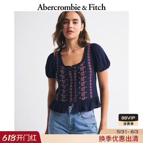 【经典复刻】AF度假风泡泡袖系带短袖T恤25秋季女装140-5375