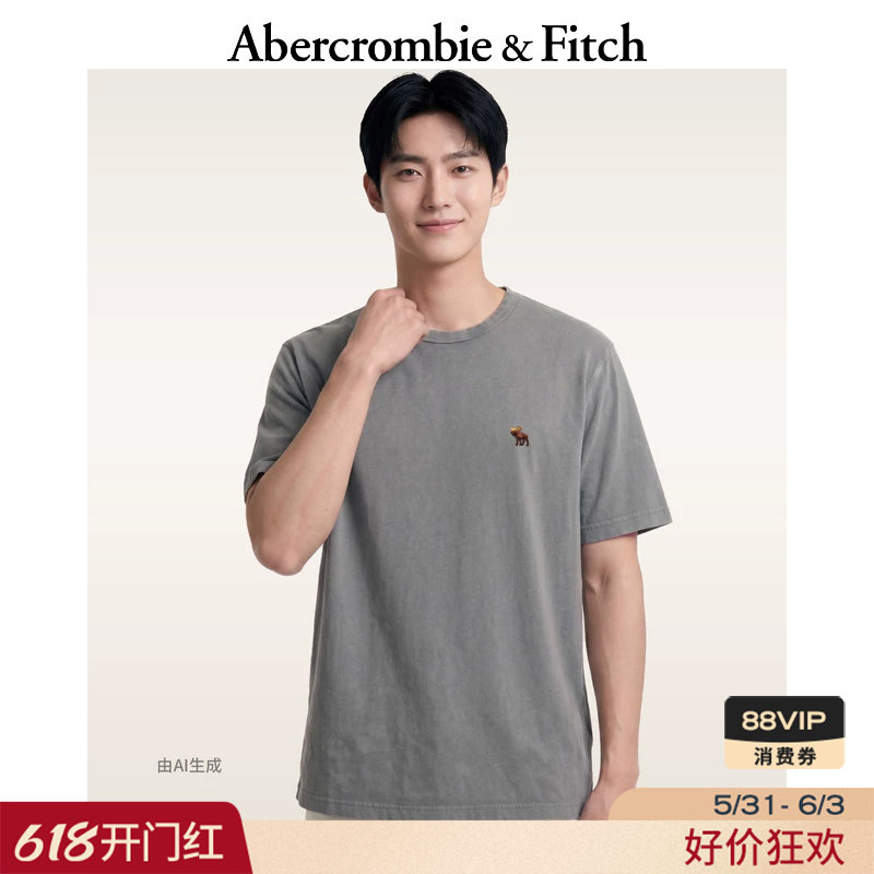 AF经典小麋鹿图案美式情侣棉质水洗T恤26夏新款男装女装124-6075