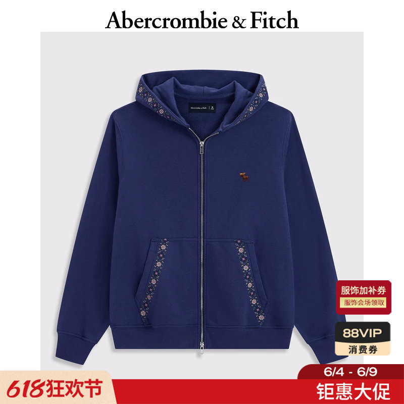 AF经典小麋鹿图案毛圈布刺绣连帽卫衣外套26春夏男装122-6295
