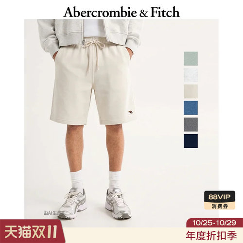 AF经典小麋鹿图案简约松紧腰毛圈布运动短裤26夏男装128-6058