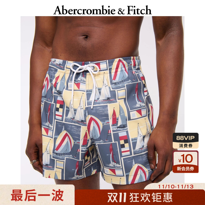 AF男装25秋季宽松运动风松紧腰网眼内衬短裤沙滩裤133-5128