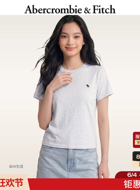 AF经典小麋鹿图案美式纯棉黑色多色短袖T恤26夏新款女装139-6554