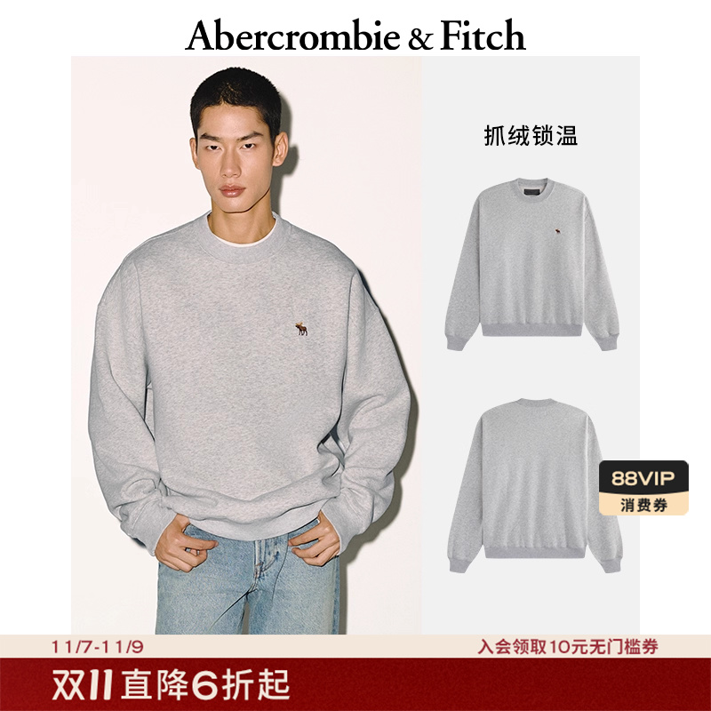 【抓绒圆领】AF经典小麋鹿图案男装25秋冬新款卫衣外套122-5535