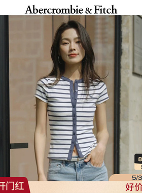 AF经典小麋鹿图案美式百搭打底短袖T恤开衫上衣26春女装139-6118