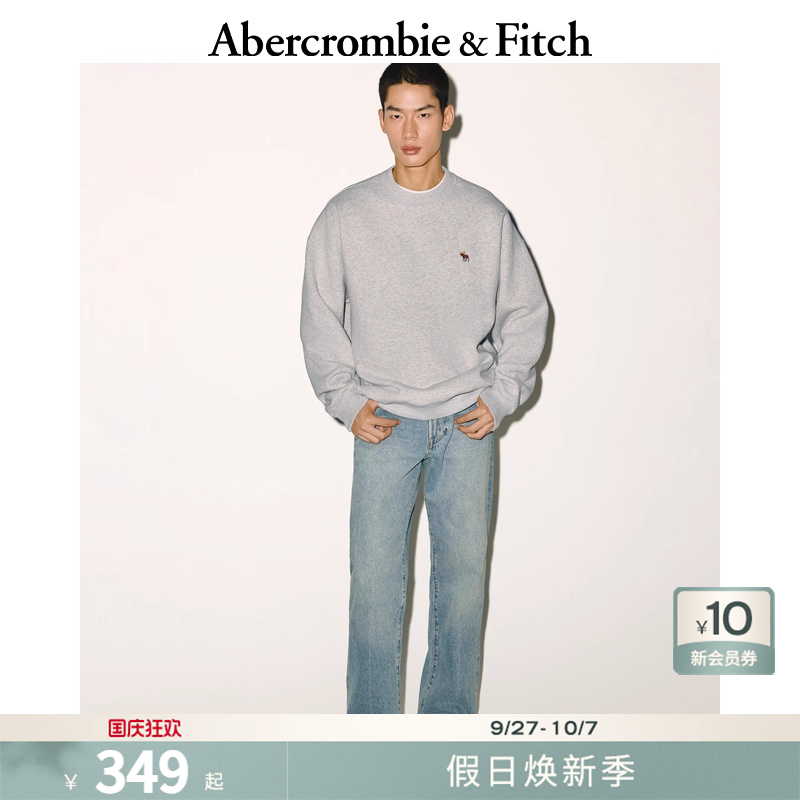AF经典小麋鹿图案男装25秋冬新款抓绒宽松圆领套头卫衣122-5535