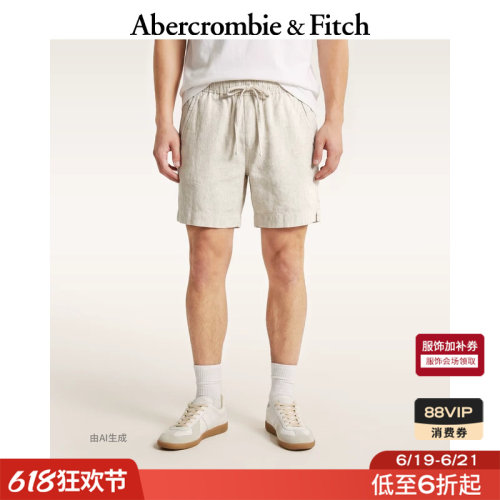 AF美式复古经典舒适休闲棉麻混纺五分裤短裤26夏男装128-6176