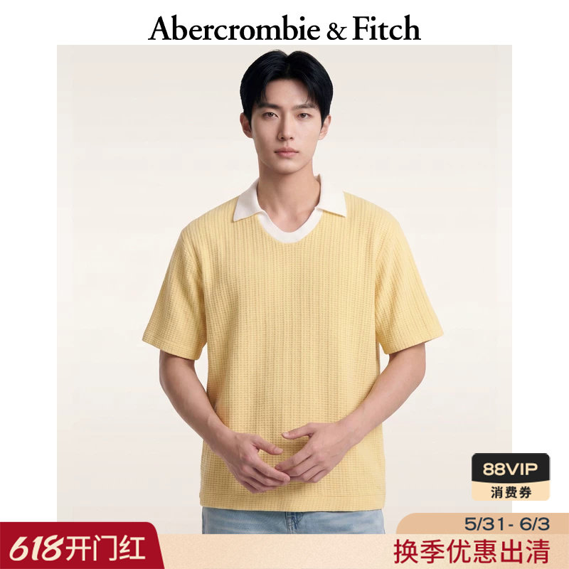 AF复古百搭POLO领棉质竖条纹撞色短袖针织衫26春夏男装120-5980