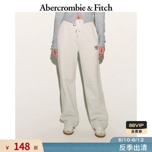 AF美式抓绒经典LOGO松紧腰直筒运动卫裤长裤25秋冬女装147-5115
